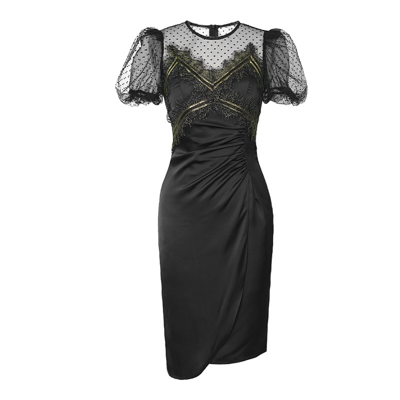 Đầm Đen Tay Phồng Phong Cách Pháp Thời Trang Mùa Hè 2023 Cho Nữ