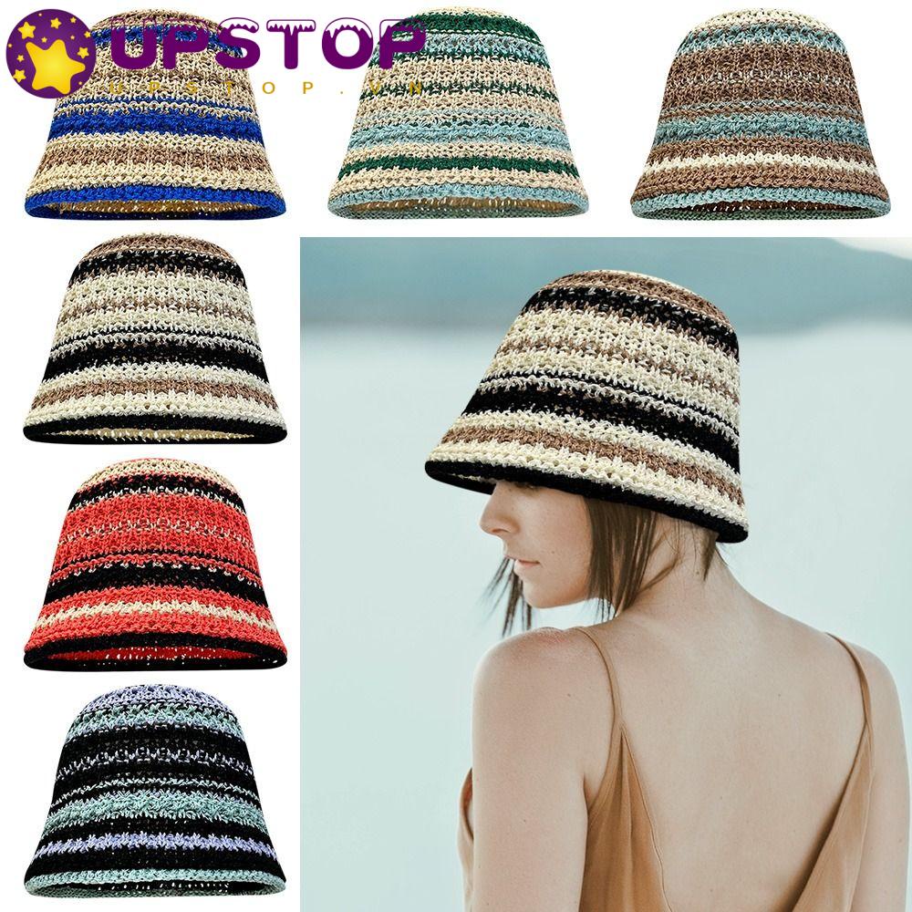 Mũ Rộng Vành Họa Tiết Sọc Thời Trang Hè Cho Nữ