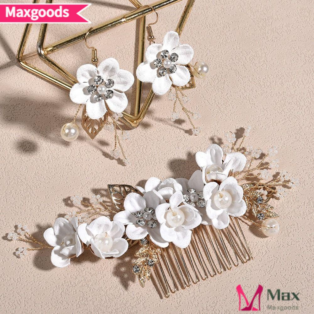 Bộ Lược Và Bông Tai Hình Chiếc Lá Xinh Xắn Dành Cho Cô Dâu