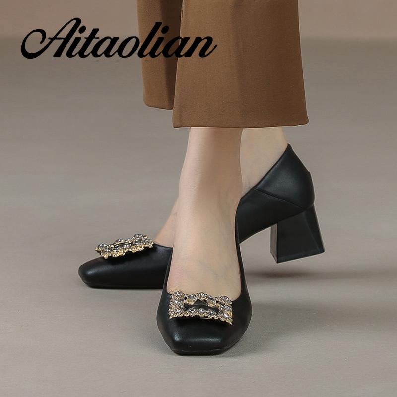 Giày Cao Gót 4cm Chất Liệu Da Cao Cấp Thời Trang Theo Phong Cách retro Cho Nữ