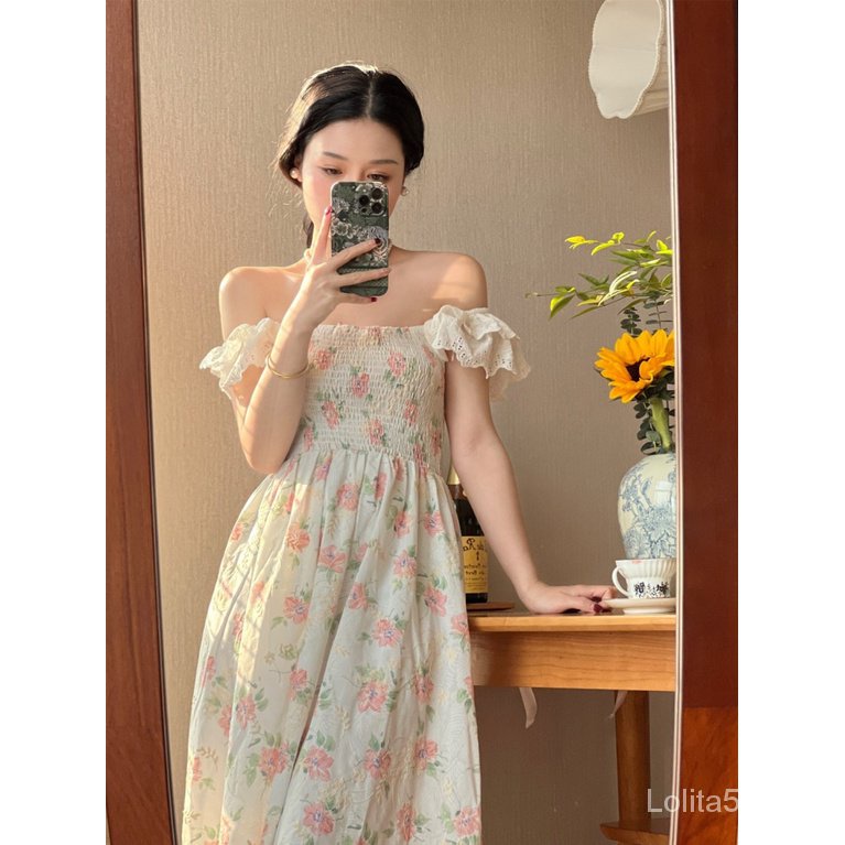 Đầm Cotton Dáng Chữ a Hở Vai Thêu Họa Tiết Hoa Phong Cách Thời Trang Mới Dành Cho Nữ