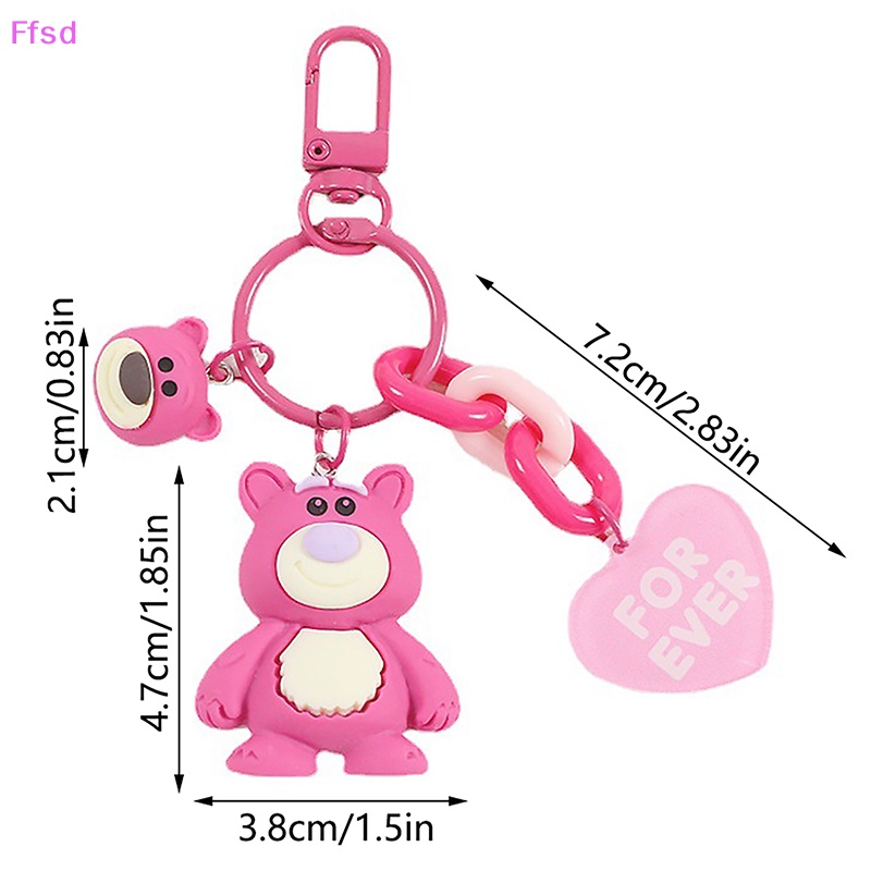 {Ffsd} Móc Khóa Hình Trái Tim Gấu Dâu Tây Đáng Yêu Cho Nữ * Hàng Bán Chạy