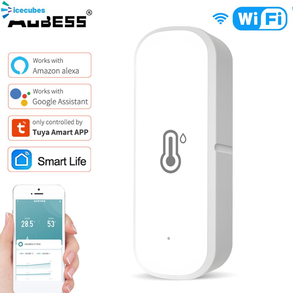Tuya wifi nhà thông minh nhiệt độ và độ ẩm cảm biến trong nhà ẩm kế Nhiệt kế cuộc sống thông minh làm việc với Alexa và Google nhà IceCubes