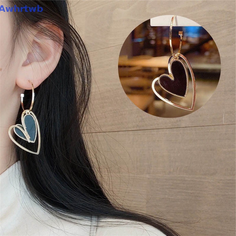 1 Đôi Bông Tai Dài Hình Trái Tim Màu Vàng Thời Trang Dành Cho Nữ Mới