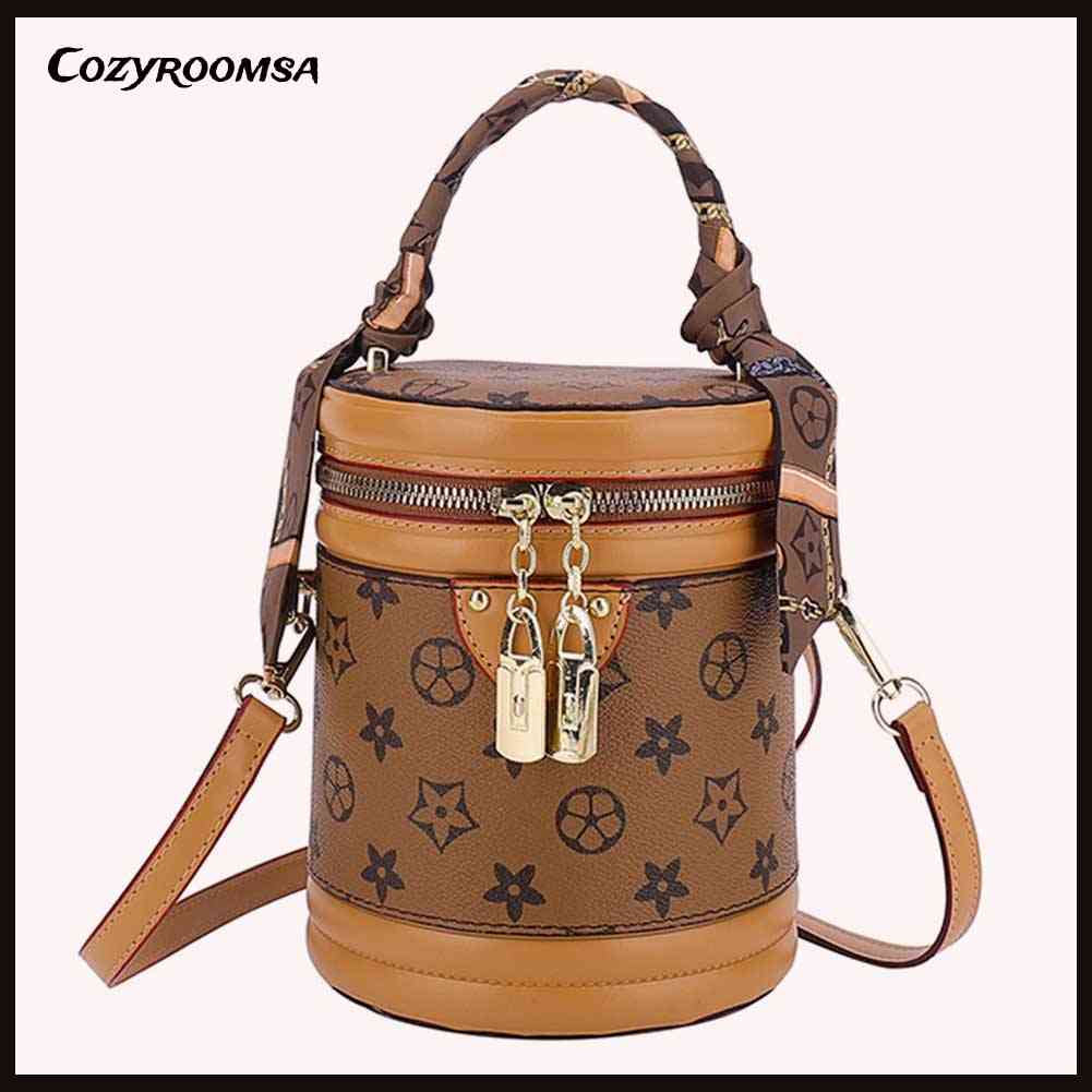 Túi Bucket Cỡ Lớn Có Khóa Kéo Phong Cách Retro Thời Trang Cho Nữ