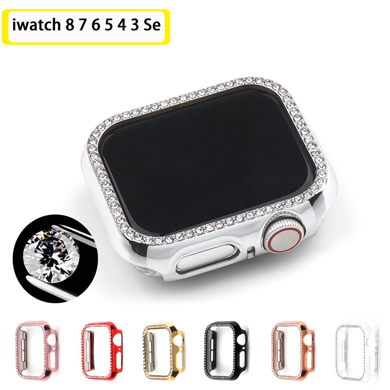 Ốp Bảo Vệ Bằng PC Đính Kim Cương Giả Sang Trọng Cho Apple Watch Series 8 7 6 SE 5 4 41mm 45mm 38 / 42MM 40mm 44mm Apple Watch Case