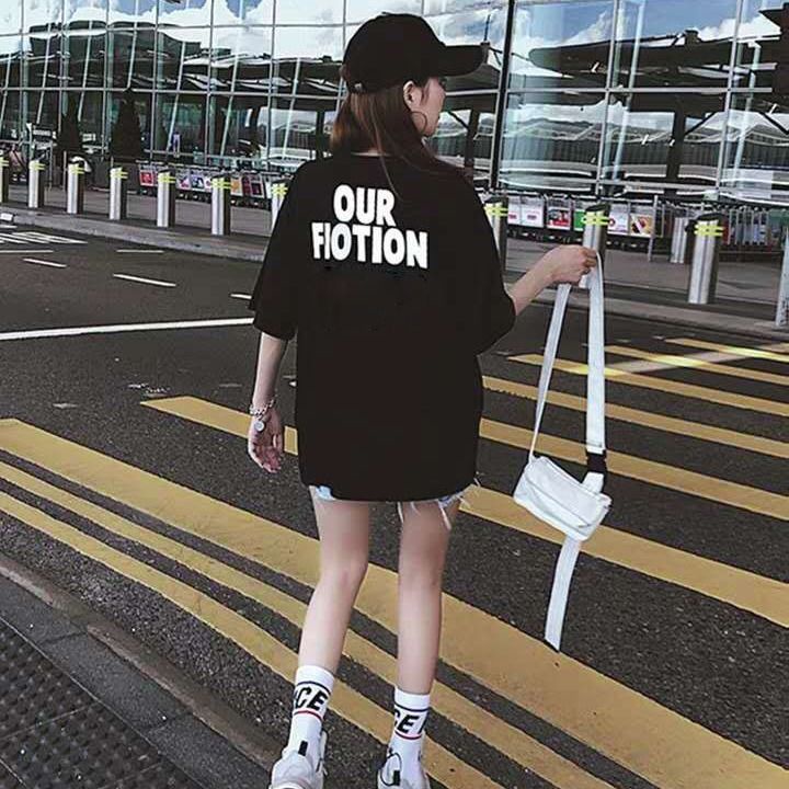 Áo Thun Tay Ngắn Dáng Rộng Màu Đen Phong Cách Phương Tây Thời Trang Mùa Hè 2023 Cho Nữ