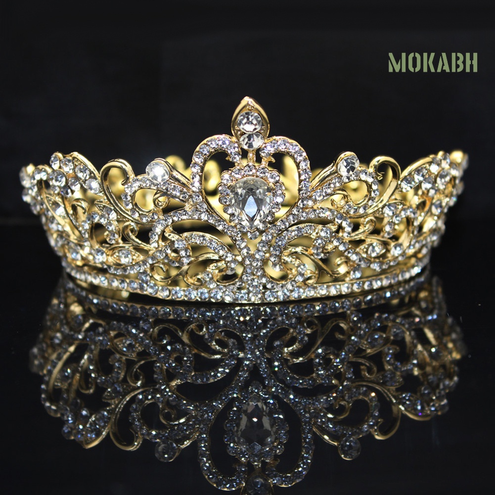 Cài Tóc Hình Vương Miện Tròn Đính Đá Thanh Lịch Dành Cho Cô Dâu