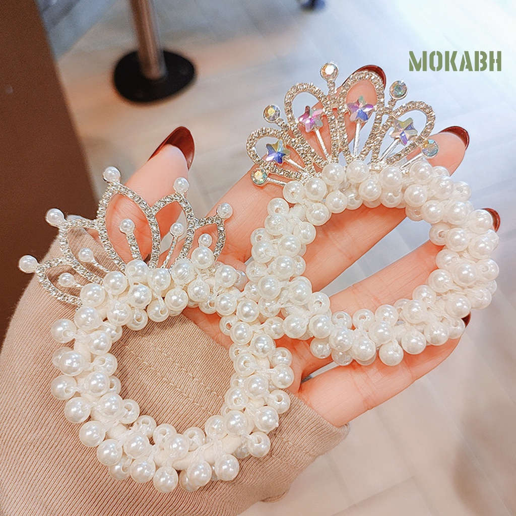 Dây Buộc Tóc Hình Vương Miện Đính Đá Màu Sắc Xinh Xắn Cho Nữ