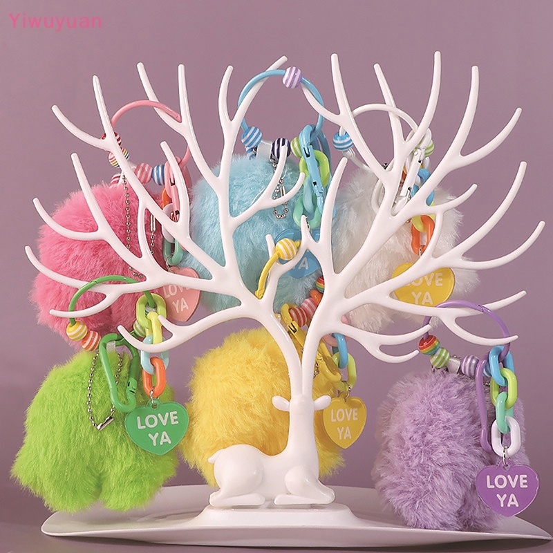 < Yiwuyuan > Móc Khóa Hình Kỳ Lân Lông Xù Nhiều Màu Trang Trí Ba Lô Xe Hơi Ch