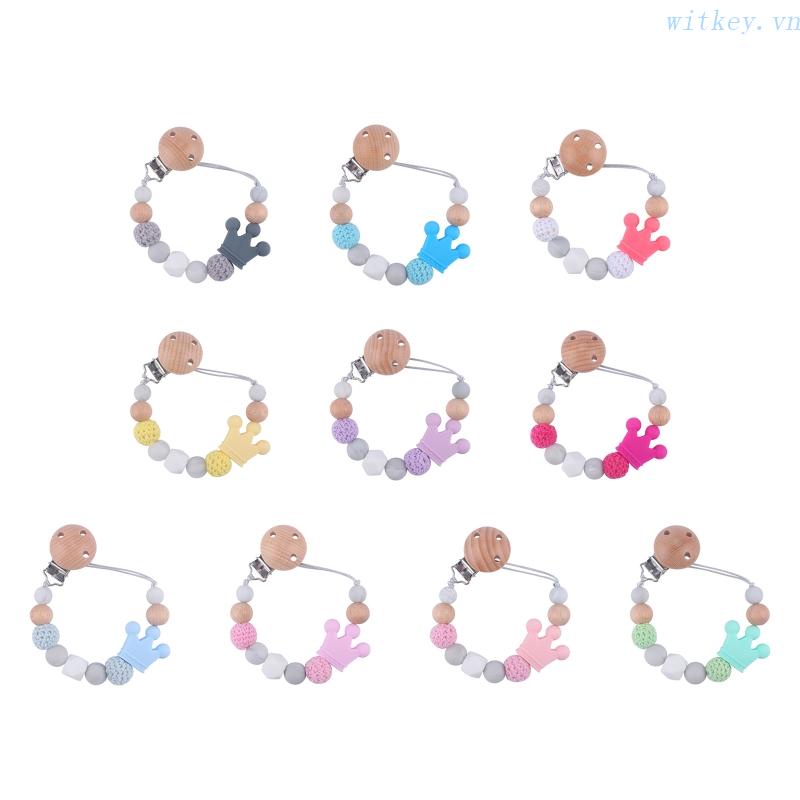 Kẹp Núm Vú Giả Bằng Silicone Chuỗi Hạt Hình Vương Miện Cho Bé Sơ Sinh