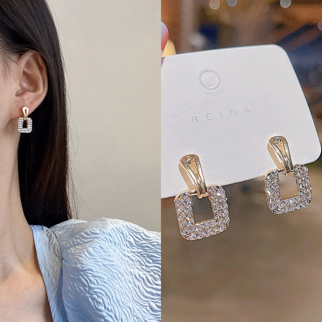 Bông Tai Mạ Bạc 925 Hình Hoa Đính Kim Cương Lấp Lánh Phong Cách Retro Pháp 2023