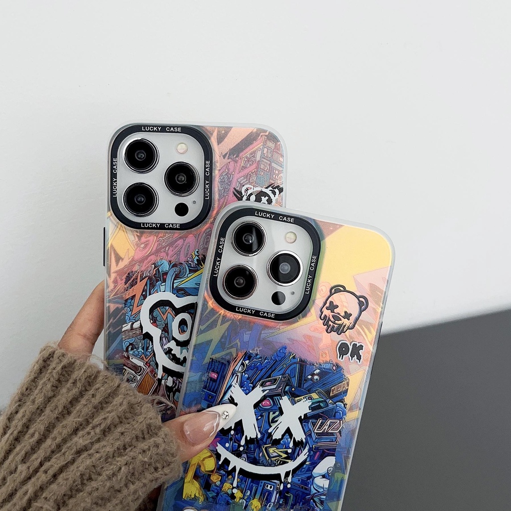 Ốp Điện Thoại Tpu Dẻo Trong Suốt Họa Tiết Graffiti Thời Trang Chống Sốc Cho iPhone 14 13 12 11 Pro Max