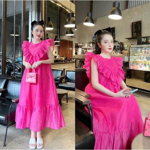 Đầm voan viền bèo,không tay đuôi cá dài -MIN Boutiques
