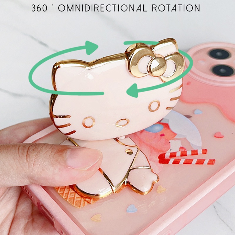 Giá Đỡ Điện Thoại Có Gương Trang Điểm Xoay Được Hình Mèo Kitty Đáng Yêu