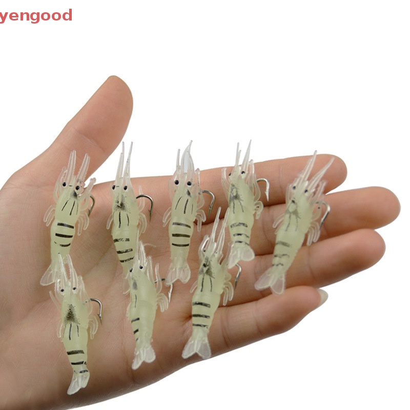 Set 10 Mồi Câu Cá Giả Hình Con Tôm Mềm Mại Kèm Móc Câu Tiện Lợi