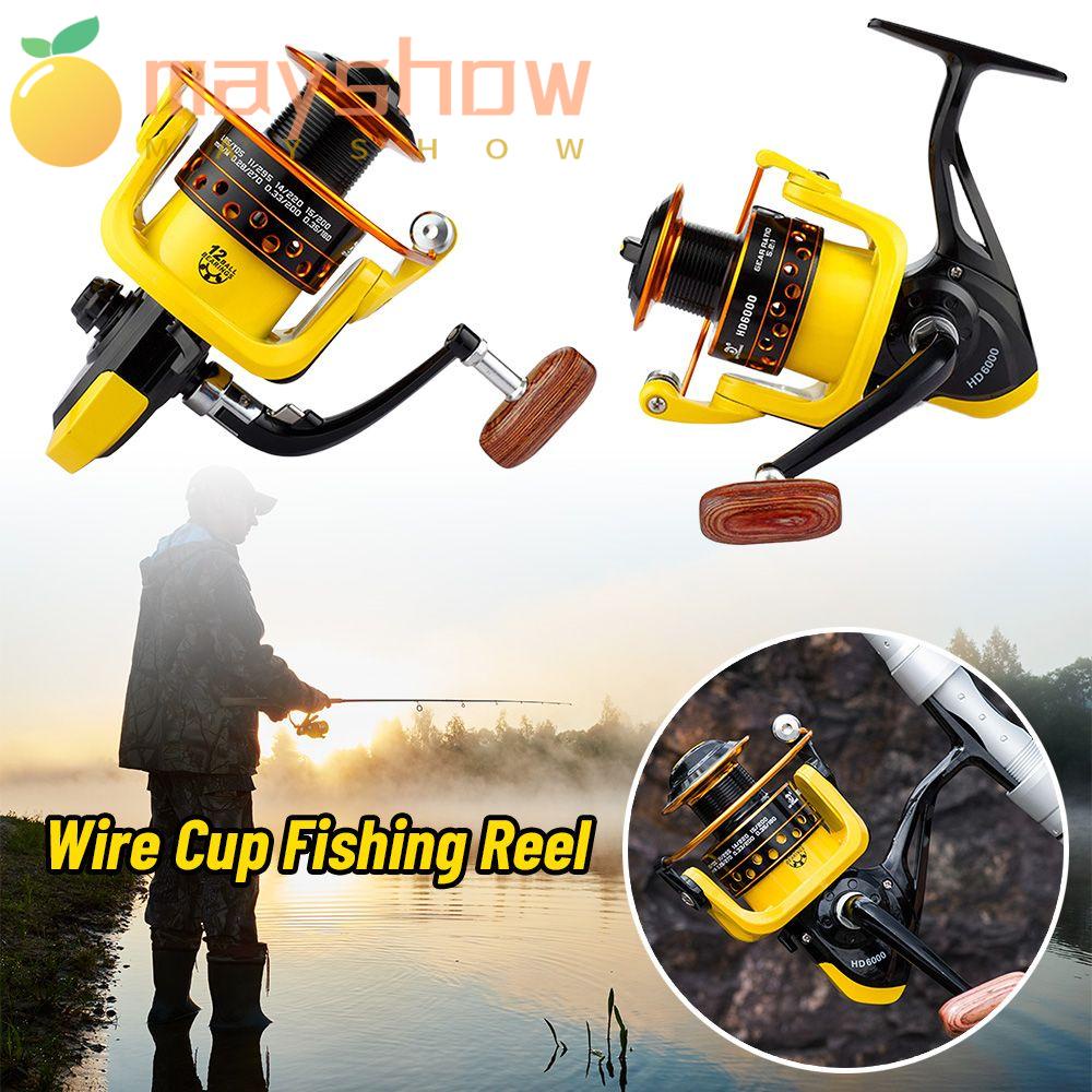 Guồng Quay Câu Cá Bằng Kim Loại Tay Cầm Gỗ