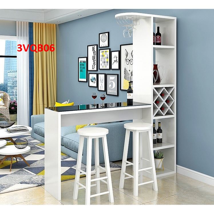 Quầy bar mini, quầy bar kiêm vách ngăn phòng khách nhà bếp 3VQB06