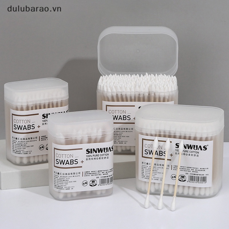 Dul 100/200pcs dùng một lần nhà kép đầu tai làm sạch trang điểm Bông Swabs Chồi Ao