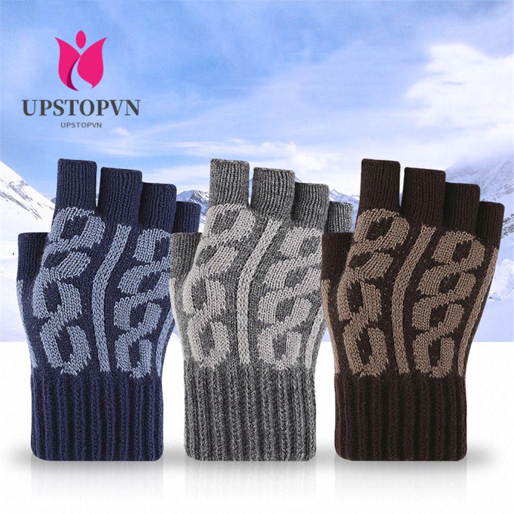 Găng Tay Đan Len Hở Ngón Co Giãn Dùng Lái Xe Ngoài Trời