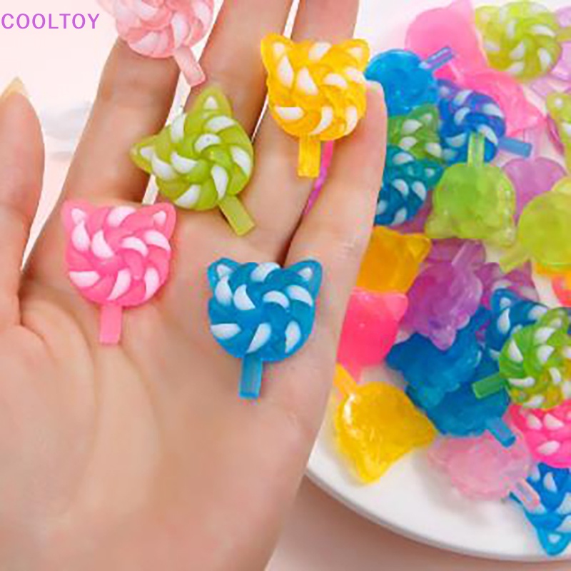 Set 10 Kẹo Mút Nhựa Phát Quang DIY Màu Sắc Ngẫu Nhiên Cho Nhà Búp Bê