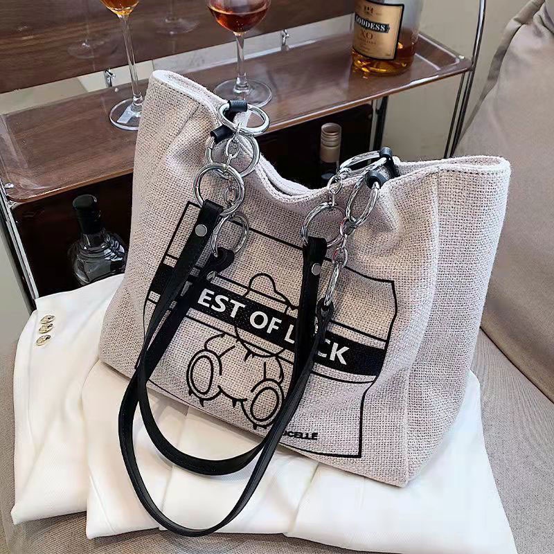 Túi Xách canvas Cỡ Lớn In Họa Tiết Đơn Giản Thời Trang Hàn Quốc Cho Nữ