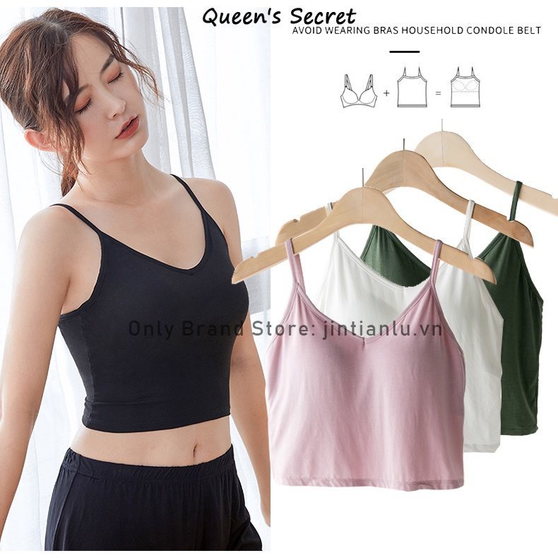 Áo crop top Ngắn Cổ Chữ V Có Đệm Ngực Và Lưng Đẹp