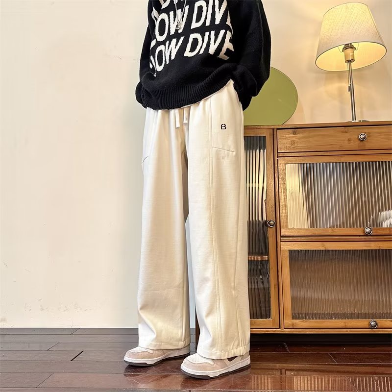 Quần Dài Ống Rộng Màu Sắc Đơn Giản Phong Cách Retro Mỹ