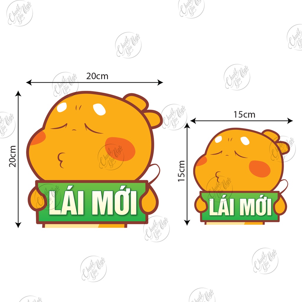 Combo 2 miếng dán Khủng Long Vàng Lái Mới lấy bằng thông cảm dễ thương trang trí xe hơi ô tô decal nhựa chống thấm nước