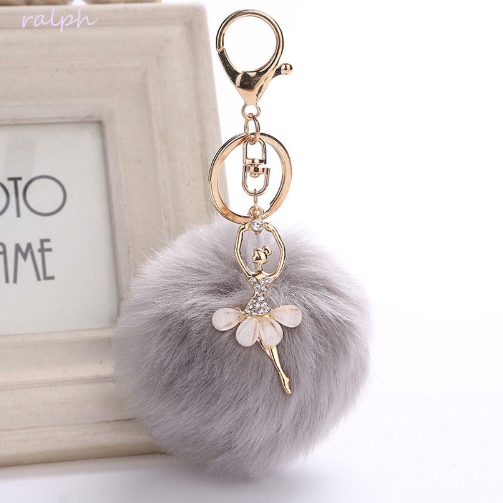 Móc Khóa Búp Lông Thỏ Mềm Mại Dễ Thương