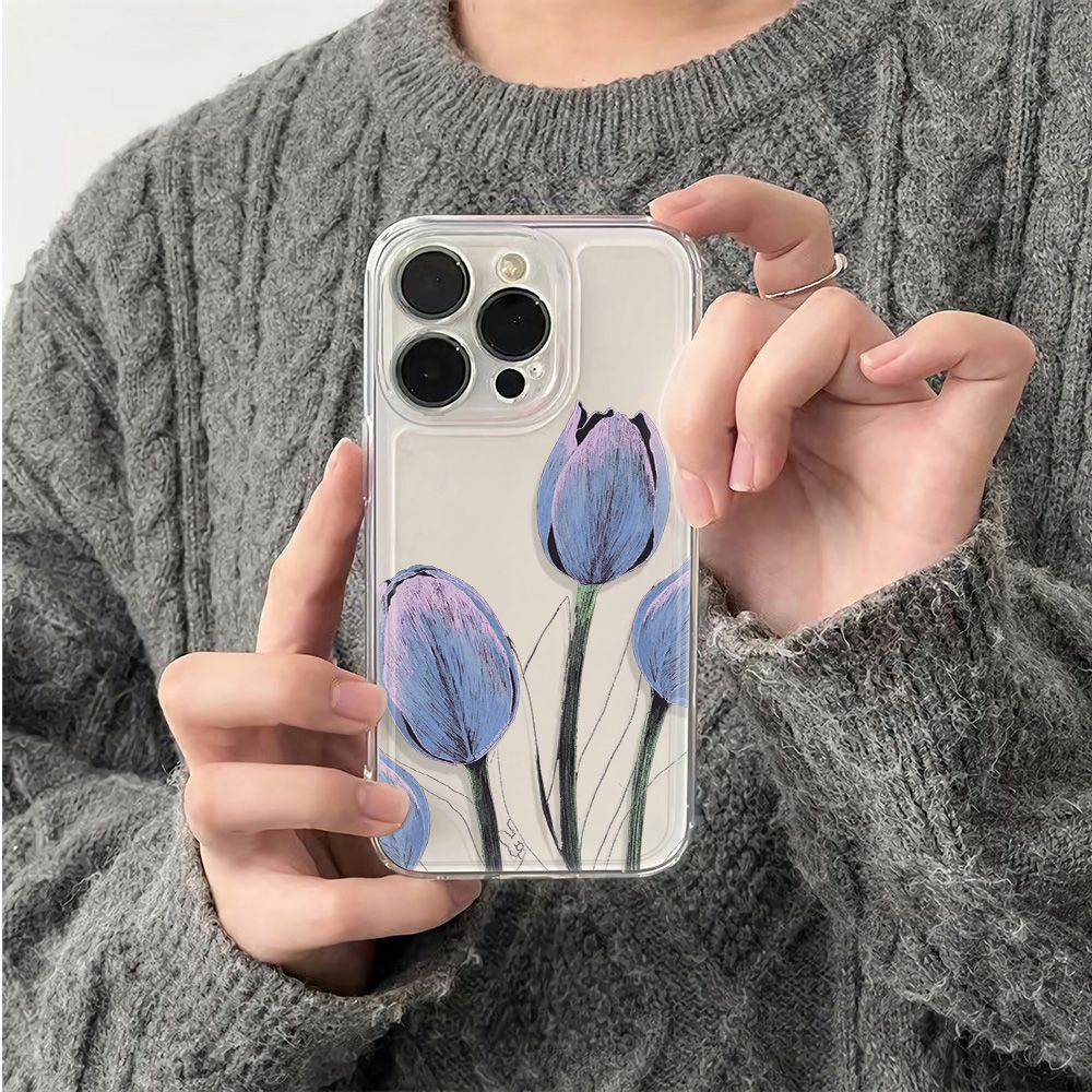 ✅Ốp Điện Thoại Mềm Chống Sốc Họa Tiết Hoa Tulip Cho Apple Iphone 11 Plus 6 78 max 14pro 13Iphone 12 QOOQ