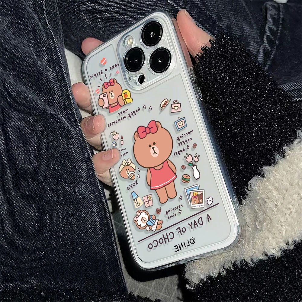 ✅Ốp Điện Thoại Mềm Chống Sốc In Hình Gấu Nâu Cho Iphone 11 14Pro 7813Iphone 12 Plus 6 Inch