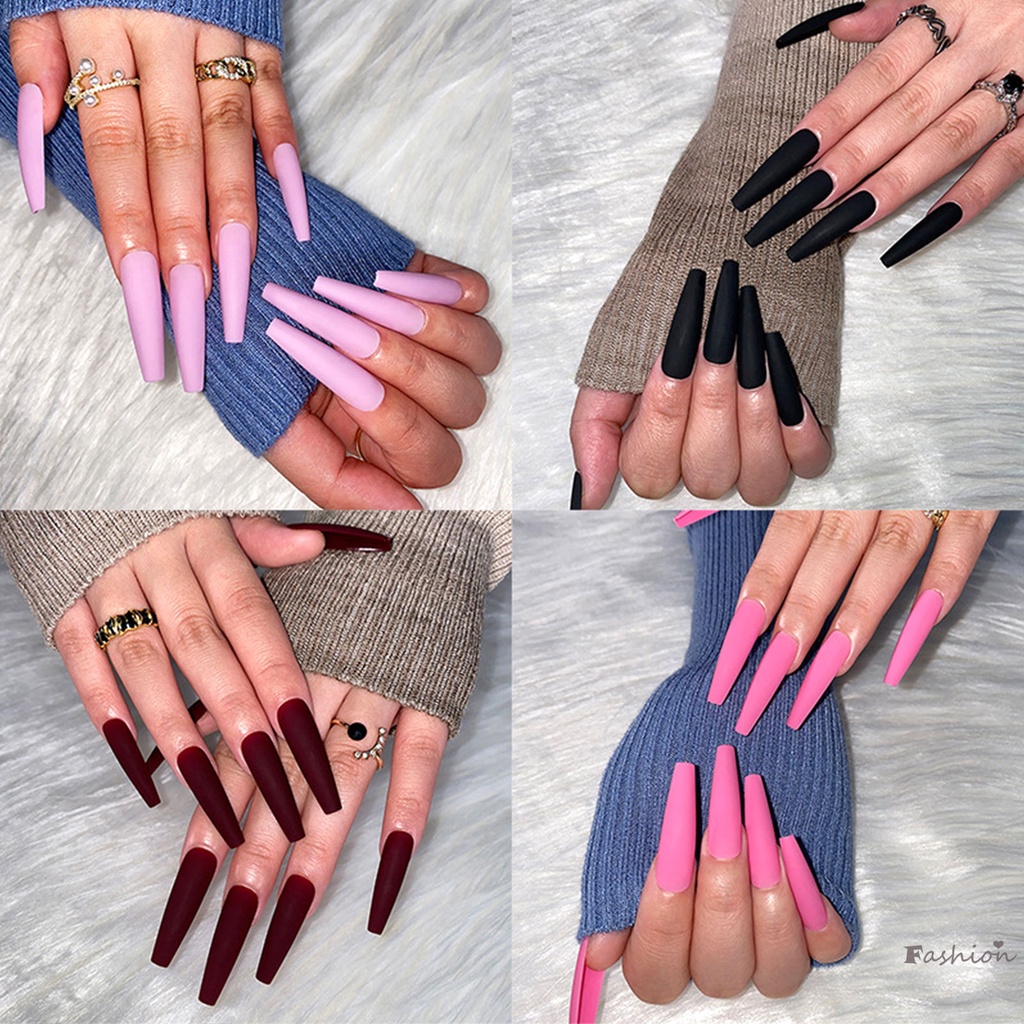 Móng Tay Giả Dài Màu Sắc Đơn Giản Nhẹ Nhàng Bằng Chất Liệu ABS Dùng Để Làm Móng Và Da