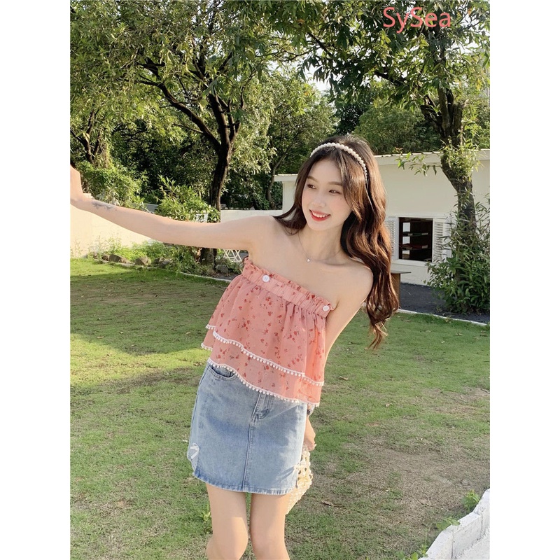 Áo Sơ Mi Tay Phồng Cổ Bẻ Họa Tiết Hoa Ngọt Ngào Thời Trang Mùa Hè Cho Nữ