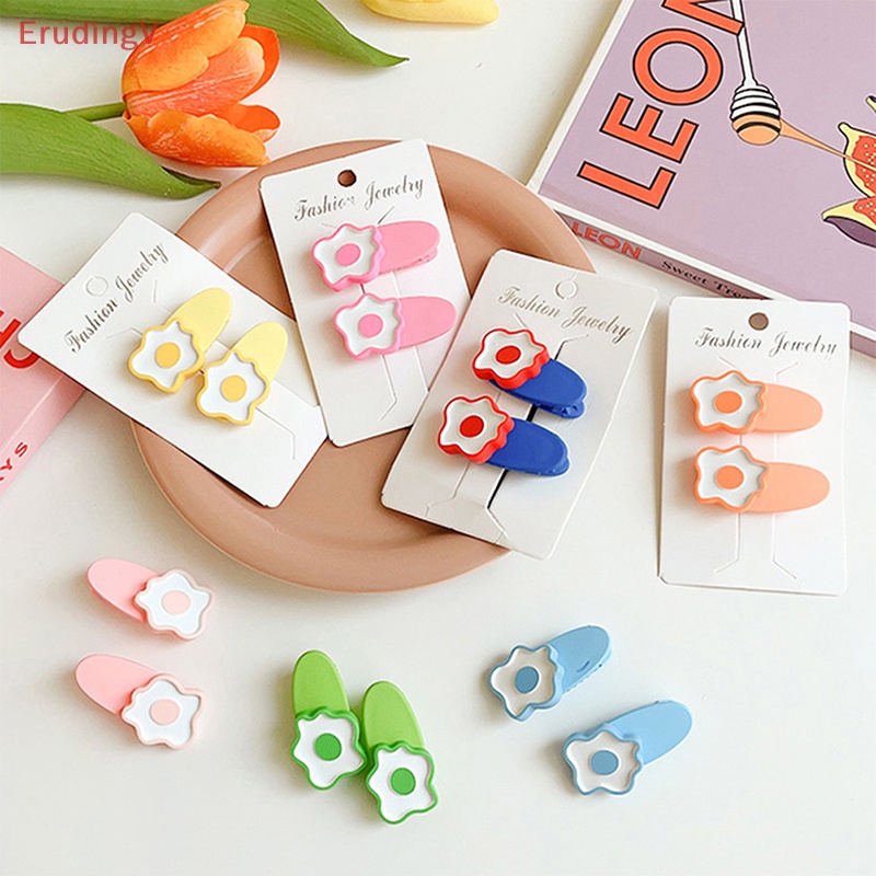 Bộ 2 Kẹp Tóc Hình Bông Hoa Màu Kẹo Ngọt Phong Cách Cổ Điển Thời Trang Cho Nữ