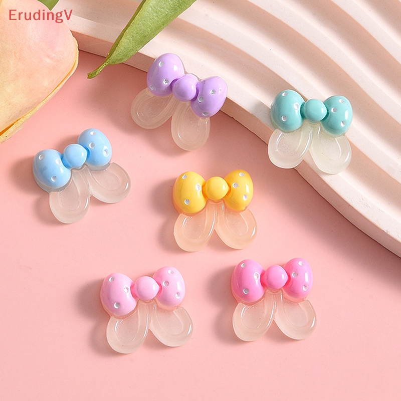 Set 10 Phụ Kiện Trang Trí Hình Tai Nơ Bằng Nhựa Resin Kích Thước 21 * 19mm DIY