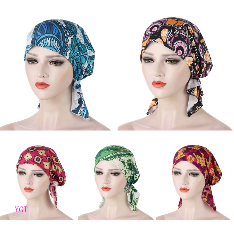 Ygt Mũ Turban Trùm Đầu Bằng Lụa Co Giãn Thời Trang Cho Nữ