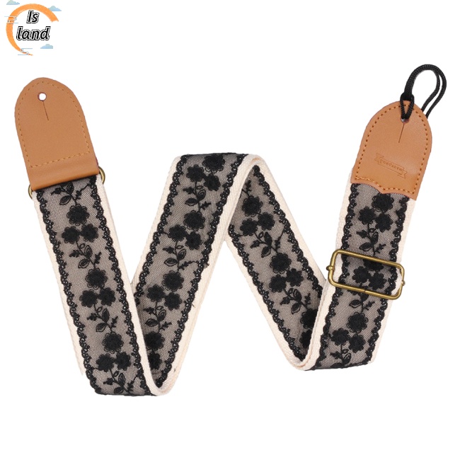 Dây Đeo Vai Họa Tiết Ren Vintage Kèm Miếng Gảy Cho Đàn Guitar Bass Điện Acoustic