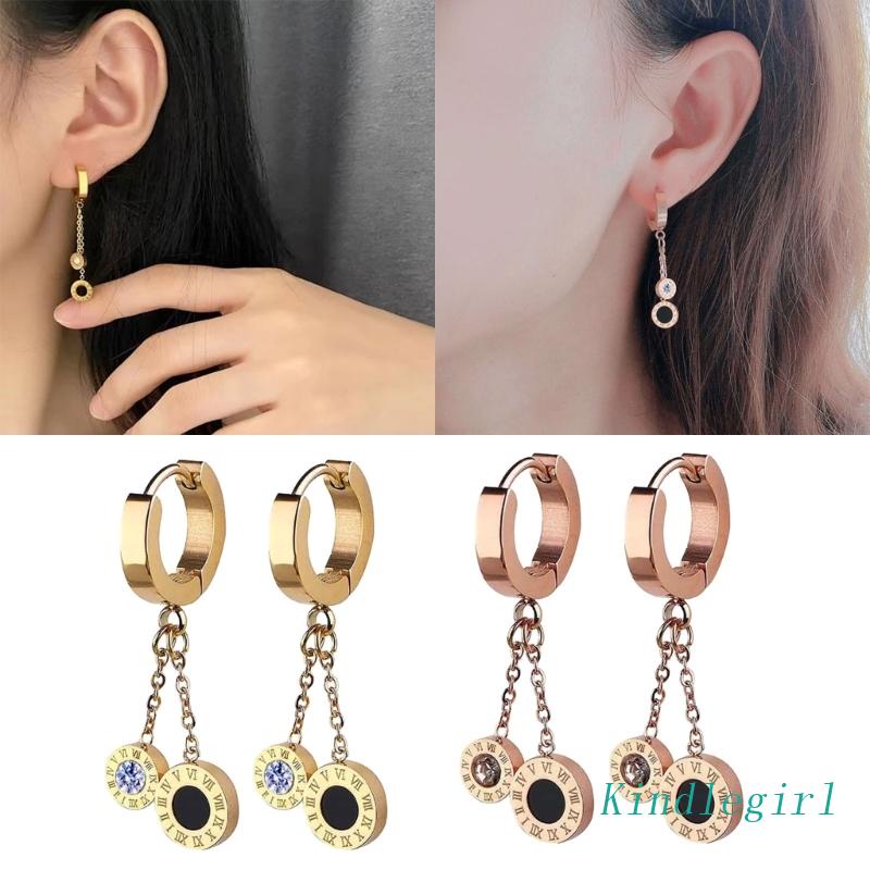 Bông Tai Dạng Vòng Dây Dài Mặt Chữ KING / Roman Thời Trang Cá Tính