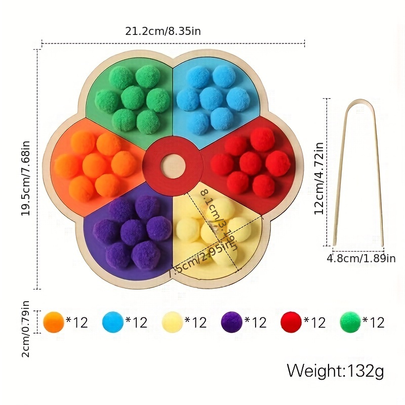 Đồ Chơi Bóng Kẹp Hình Bông Hoa Màu Sắc Cầu Vồng Giáo Dục Sớm Cho Bé