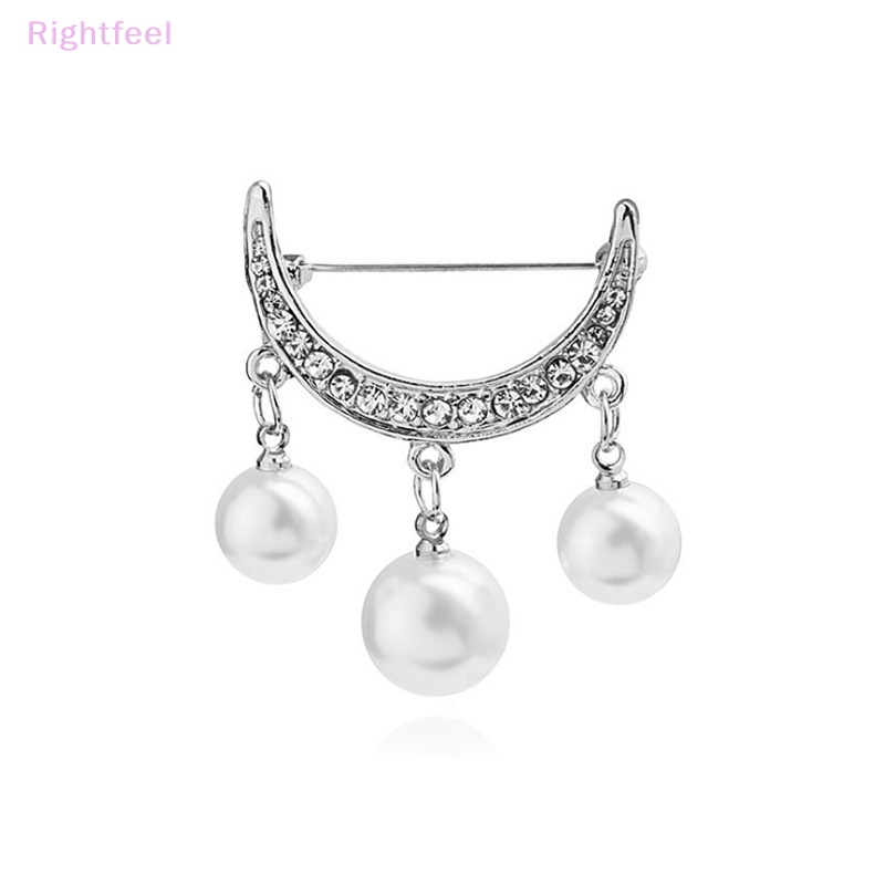 Ghim Cài Áo Hình Mặt Trăng Đính Ngọc Trai Nhân Tạo Thời Trang Mới