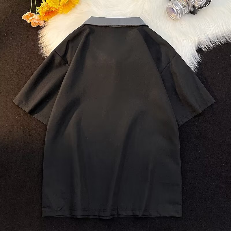 Áo Thun polo Ngắn Tay Cao Cấp Màu Sắc Tương Phản Có Khóa Kéo Thời Trang Mùa Hè Dành Cho Nam