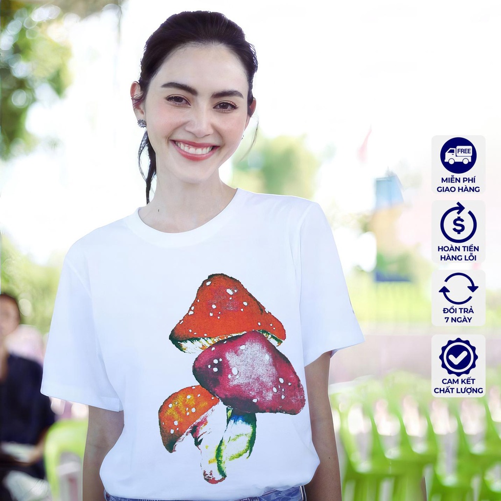 Áo thun Zara họa tiết nấm chất vải cotton mềm min thoáng mát