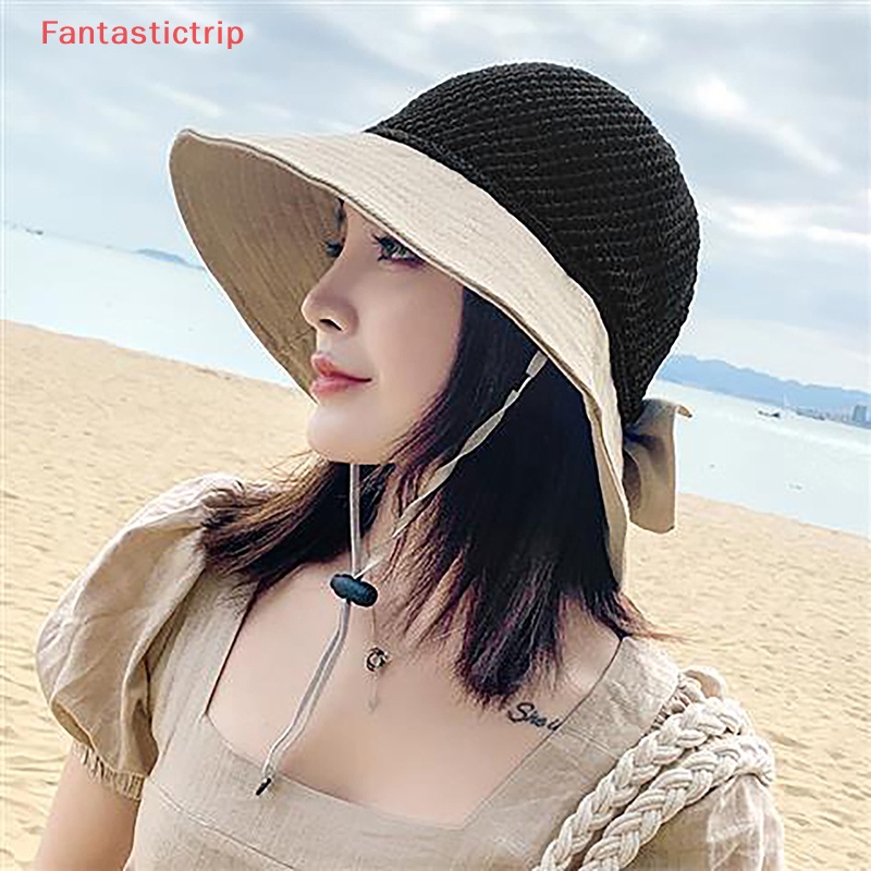 [Fantastictrip] Mũ Vành Panama Chống Nắng Gấp Gọn Được Chống Tia UV Ngoài Trời Mùa Hè Dành Cho Nữ