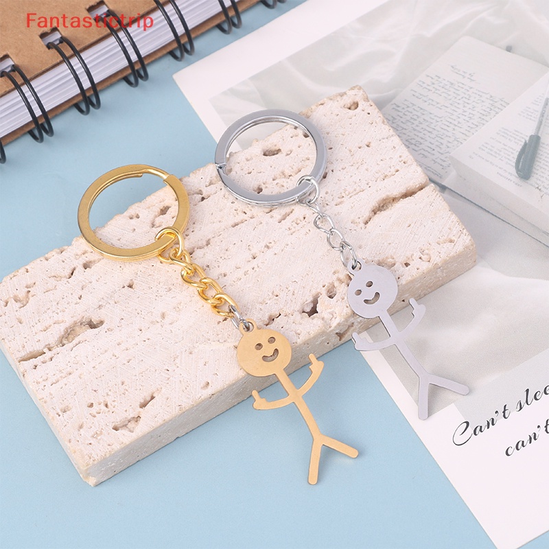 [Fantastictrip] Móc Khóa Mặt Hình Người Nhỏ Bằng Thép Không Gỉ Vui Nhộn Kiểu Mới