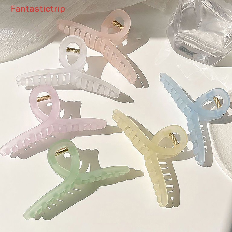 Kẹp Tóc Càng Cua Bằng Nhựa Trong Suốt Màu Trơn Thời Trang Cho Nữ