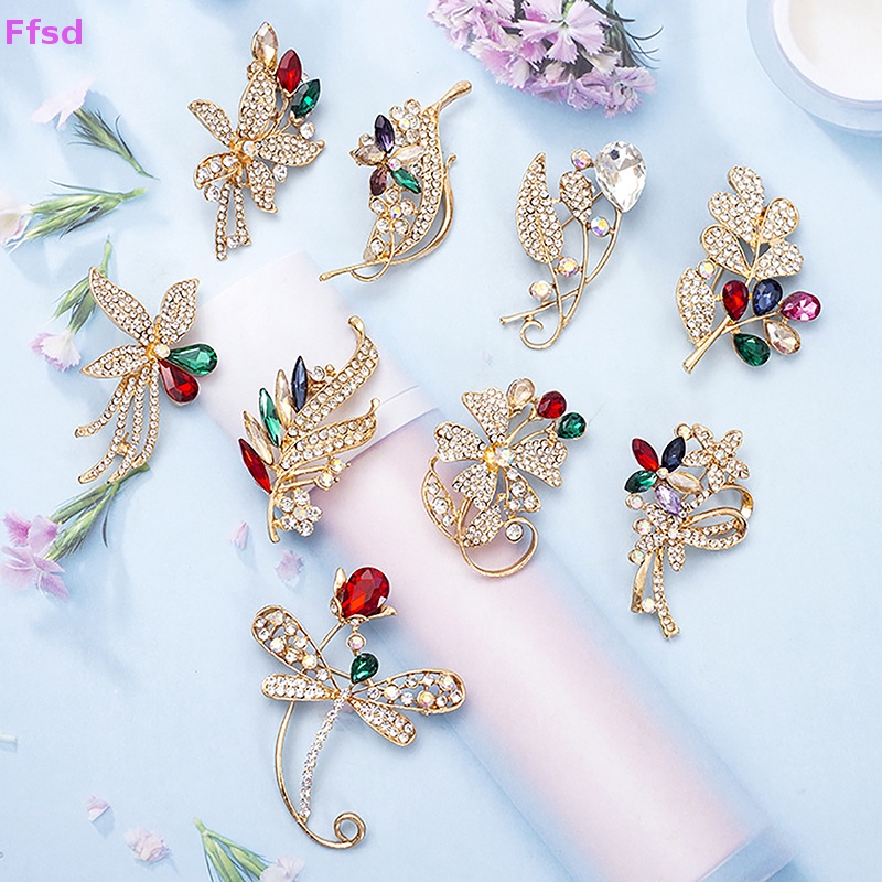 {Ffsd} Ghim Cài Khăn Choàng / Khăn Quàng Cổ Hình Hoa Đính Đá Nhiều Màu Sắc Vintage Thời Trang Dành Cho Nữ * Bán Chạy