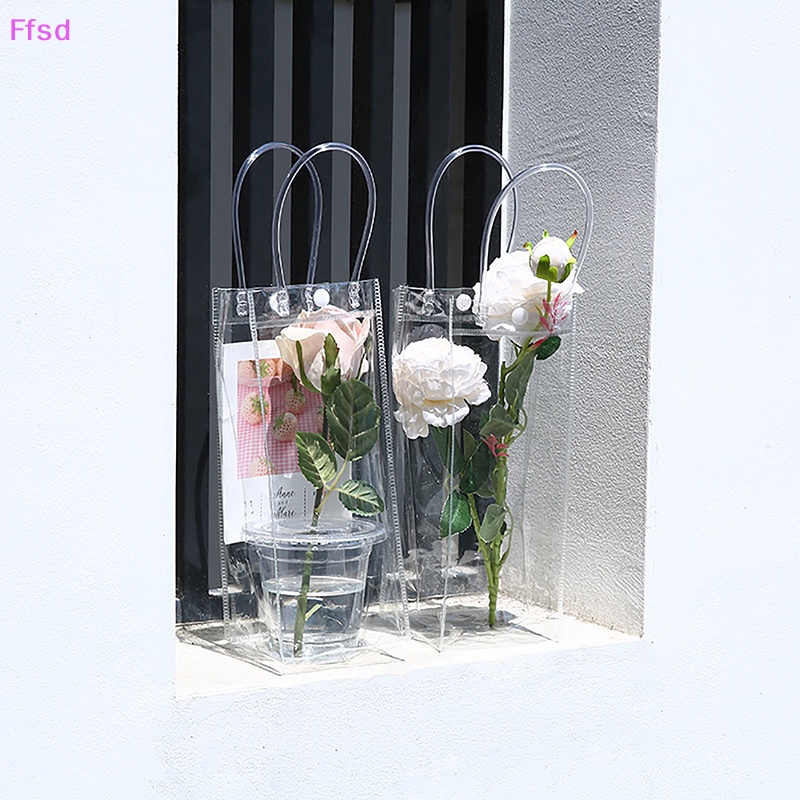 Túi Tote Bằng PVC Trong Suốt Họa Tiết Hoa Dùng Đựng Hoa DIY