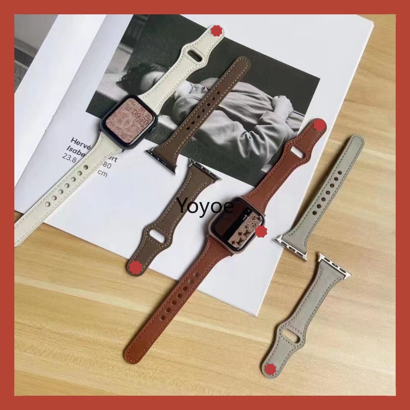 Dây Đeo Bằng Da Kích Thước Nhỏ 45mm 44mm 49mm 41mm 40mm 42mm 38mm Cho iWatch Series 1 2 3 4 5 6 SE 7 8 Ultra