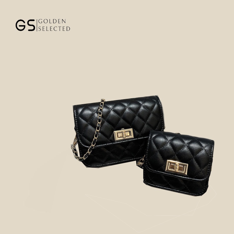 Túi Xách Mini Phối Dây Xích Đeo Vai Kiểu Hàn Quốc Dễ Thương Cho Nữ